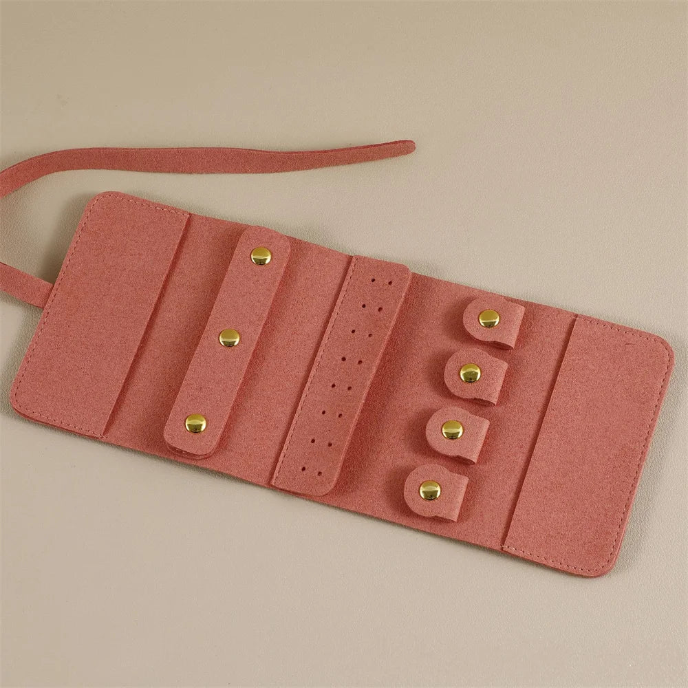 Mini Portable Travel Jewelry Storage Box Multifunctional Fashion Earrings Rings Earrings Necklaces Watches Rolled Up Storage Bag