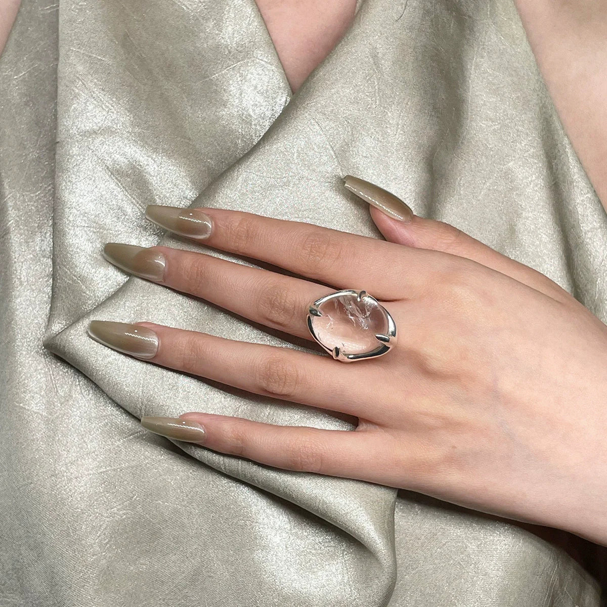 XIYANIK Geometric Transparent Crystal Adjustable Open Rings For Women Korean Fashion New Jewelry Gift Party Wholesale Anillos