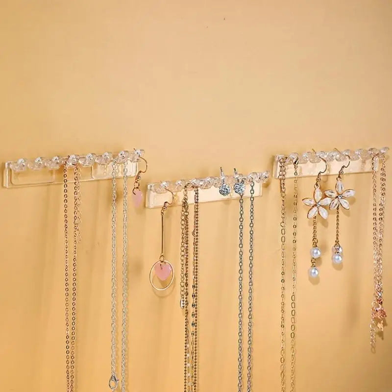3Pack Necklace Holder, Necklace Organizer Wall Mounted with 8 Hooks, for Hanging Jewelry, Bangles, Bracelets and Rings