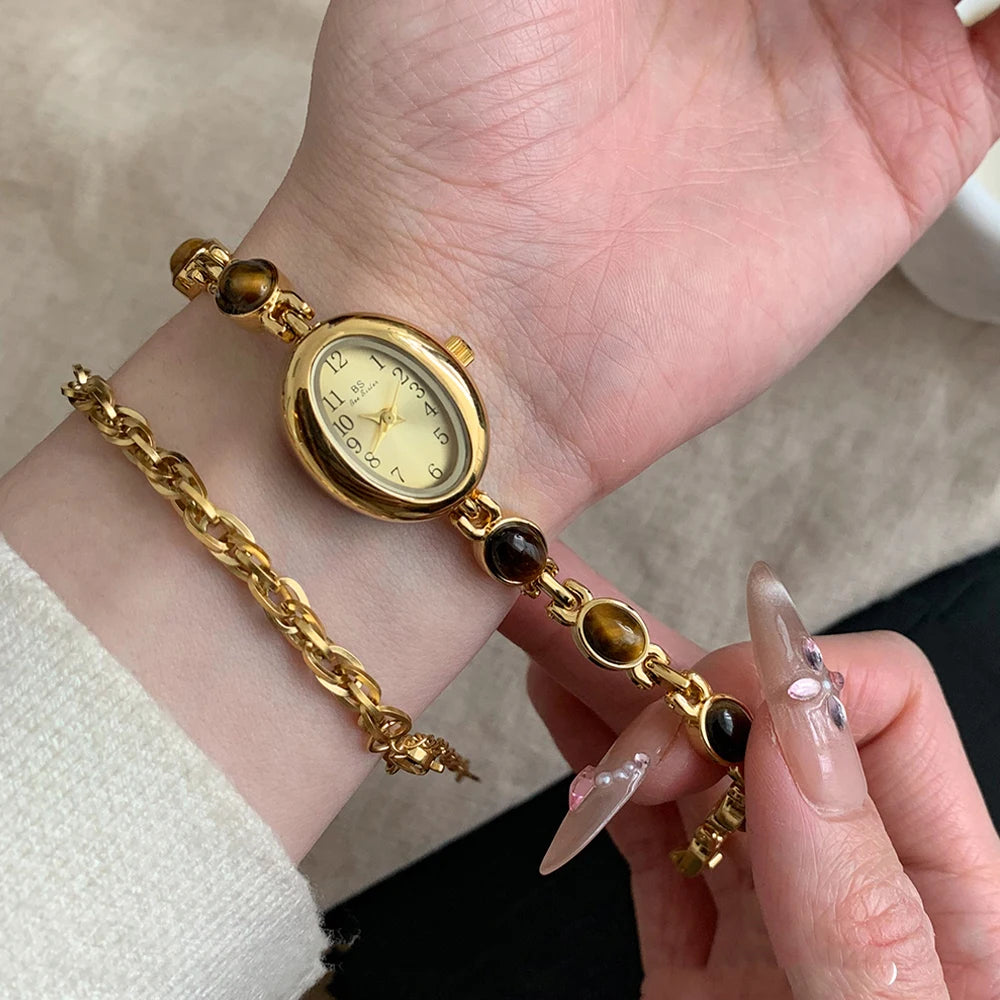 Fashion Casual Women's Watches Natural Jade Bracelet Digital Oval Dial High-end Ladies Wristwatch Watches For Woman Accessory