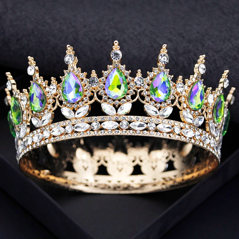 Royal Queen King Tiaras and Crowns for Women Princess Prom Wedding Party Full Round Diadem Bridal Hair Jewelry Accessories