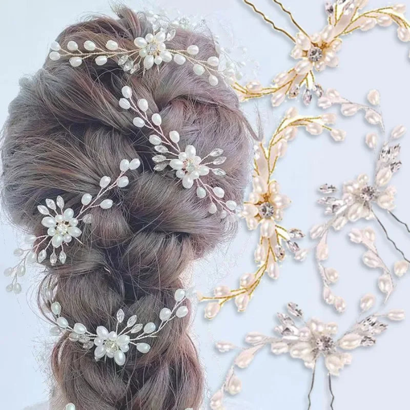 Women Pearl Hair Clips Bridal Tiaras Hair Comb Vine Bridesmaid Hairpins Barrettes Women Headwear Wedding Hair Pieces Jewelry