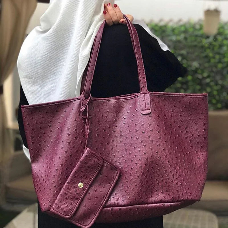 Women's Handbag Large Capacity Women's Simple Daily Commute Versatile Solid Color Letter Printed Design Shoulder Bag