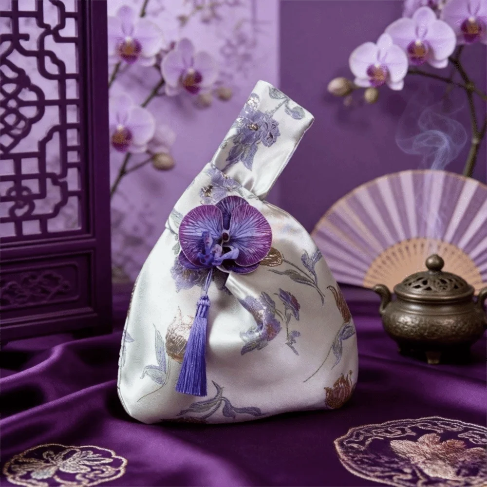 3Colors Tassel Wrist Bag Chinese Style Tassel Pendant Embroidery Hanfu Handbag Cheongsam Accessories Imitation Silk Gift Pouch
