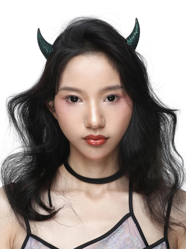 Punk HipHop Demon's Horn Metal Headband Hairpins Lucifer Anime Design For Women Men Girls Jewelry Accessories