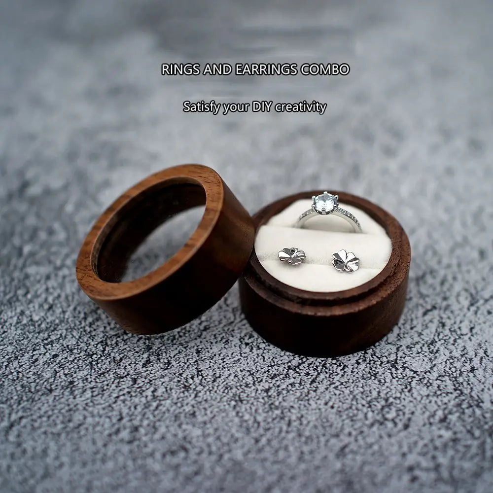 Round Proposal Case Jewelry Box Earrings Organizer Engagement Ceremony Ring Box Storage Box Ring Bearer Box Presentation Box