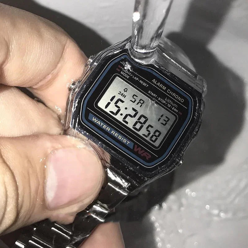 Fashion Digital Men's Watches Luxury Stainless Steel Link Bracelet Wrist Watch Band Business Electronic Male Clock Reloj Hombre