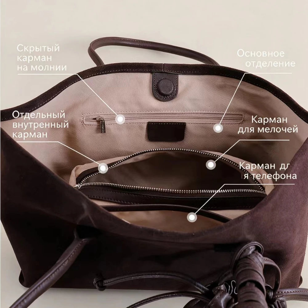 Motingsome Oversized Suede Tote Bag Women Shoulder Handbag and Purses Luxury Design Bags Roomy Casual Tote Large Capacity New In