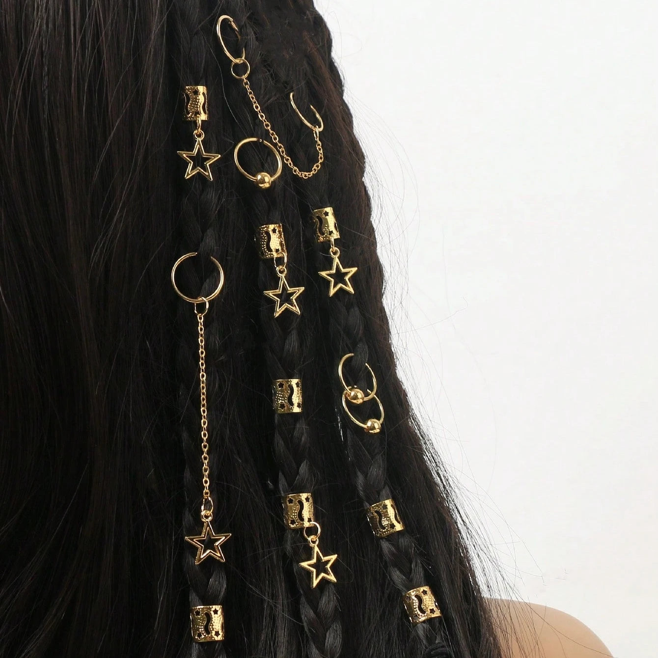 32pcs Star Dreadlock Hair Braids Cuffs and Braid Decorations Hair Accessories Loc Hair Jewelry for Braids for Women