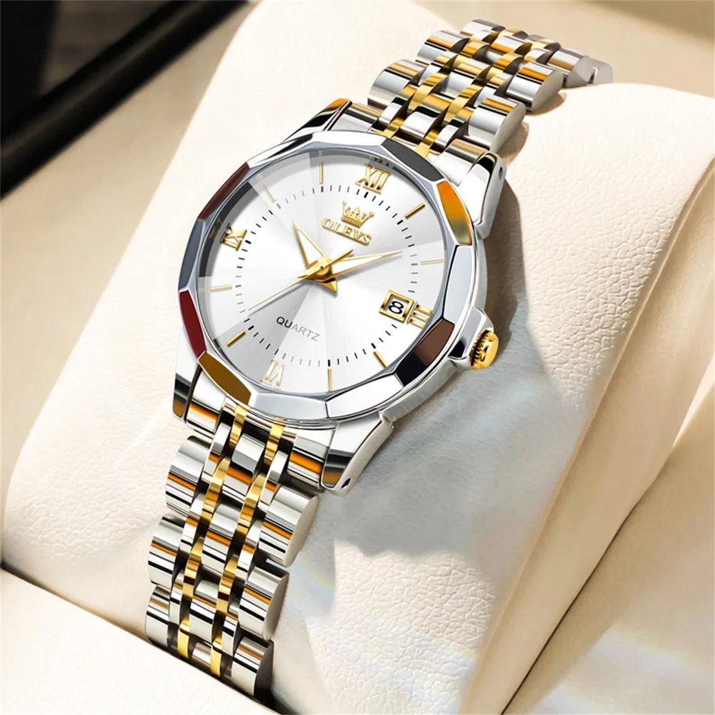 OLEVS 9931 Elegant Fashion Women's Watches Luxury Brand Original Quartz Watch for Ladies Waterproof Stainless Steel Luminous Dat