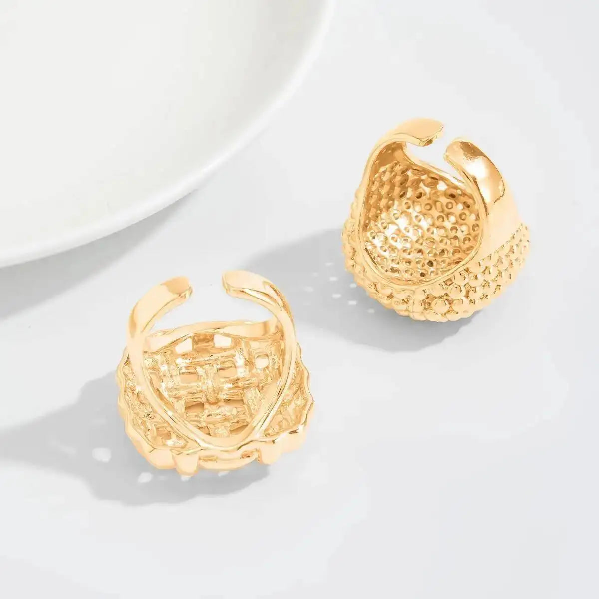 KunJoe 2Pcs/Set Luxury Geometric Adjustable Open Rings for Women Vintage Irregular Square Chunky Knuckle Ring Wedding Jewelry