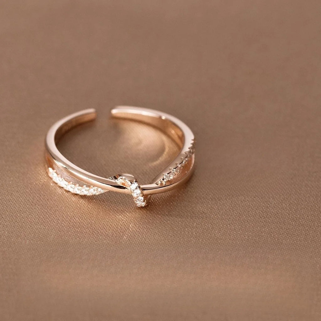 925 Sterling Silver Cross Knotting Zircon Rings For Women Girls Wedding Luxury Jewelry Accessories Jewellery Argent 925