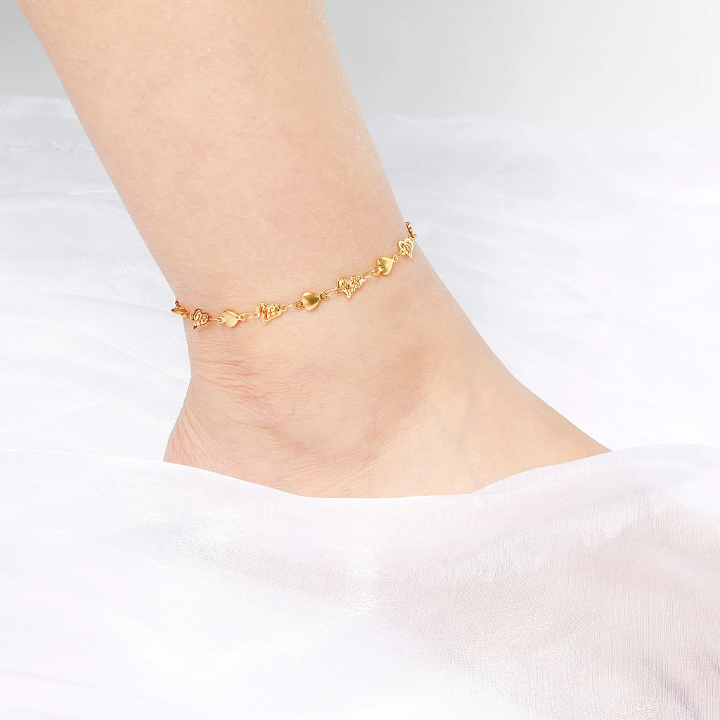 DoreenBeads Stainless Steel Anklet Gold Color For Women Beach Foot Leg Chain Ankle Bracelets Jewelry Gift 22.5cm-23.5cm, 1 Piece
