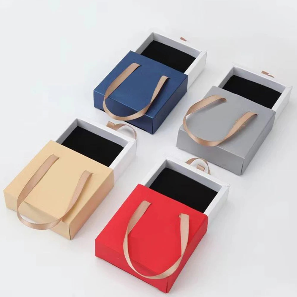 Paper Pull-Out Drawer Jewelry Box Handheld Jewelry Box Bracelet Ring Earring Necklace Storage Case Gift Packaging Box