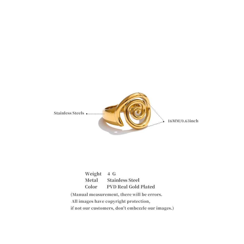Yhpup Size 6789 Trendy Conch Ocean Series Ring Casting Fashion Charm Finger Jewelry Accessories Real Gold PVD Plated for Women