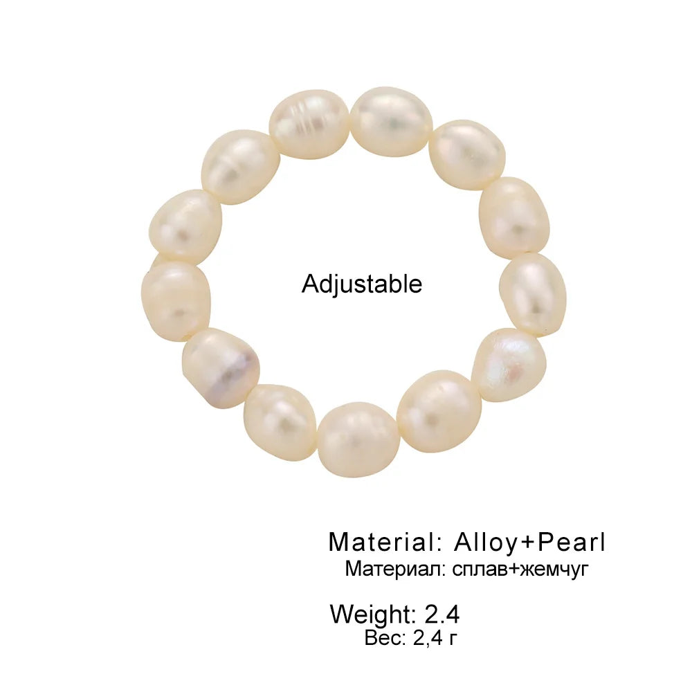 Cute Minimalist Imitation Pearl Beaded Rings for Women Korean Fashion Irregular Pearl Finger Rings New Trend Women Jewelry Gifts
