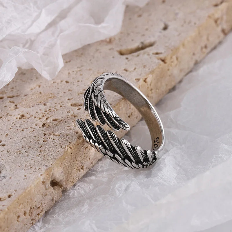 Luxury 925 Sterling Silver Angel Wing Women's Ring