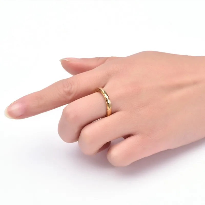 3mm Thin Stainless Steel Faceted Spinner Ring Wedding Band for Women Girl Size 5-12