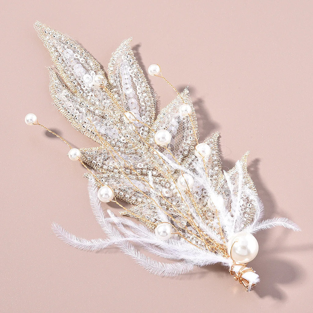 Elegant Hairband Feather Crystal Tiaras Wedding Hair Accessories Fashion Prom Girls Hair Jewelry Marriage Headband Gifts Bijoux