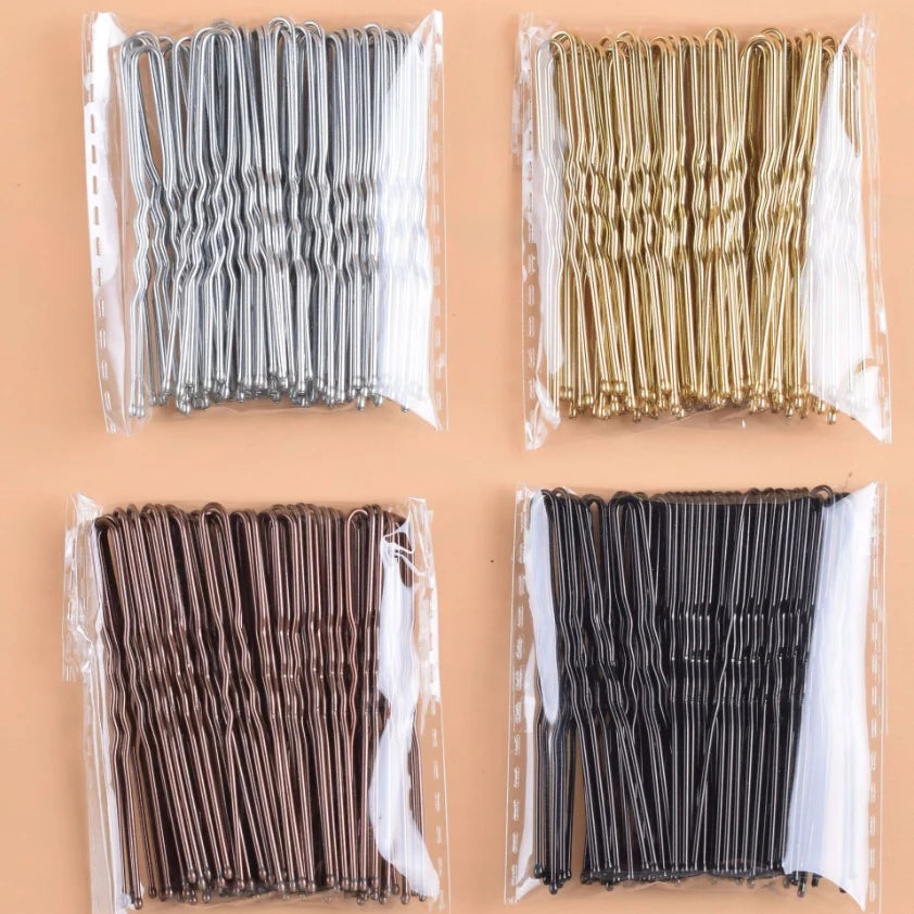 50pcs/set U Shaped Hairpins For Bun Metal Hair Clip Pins Bobby Bridal Barrettes Fashion Hair Styling Tools U Clips