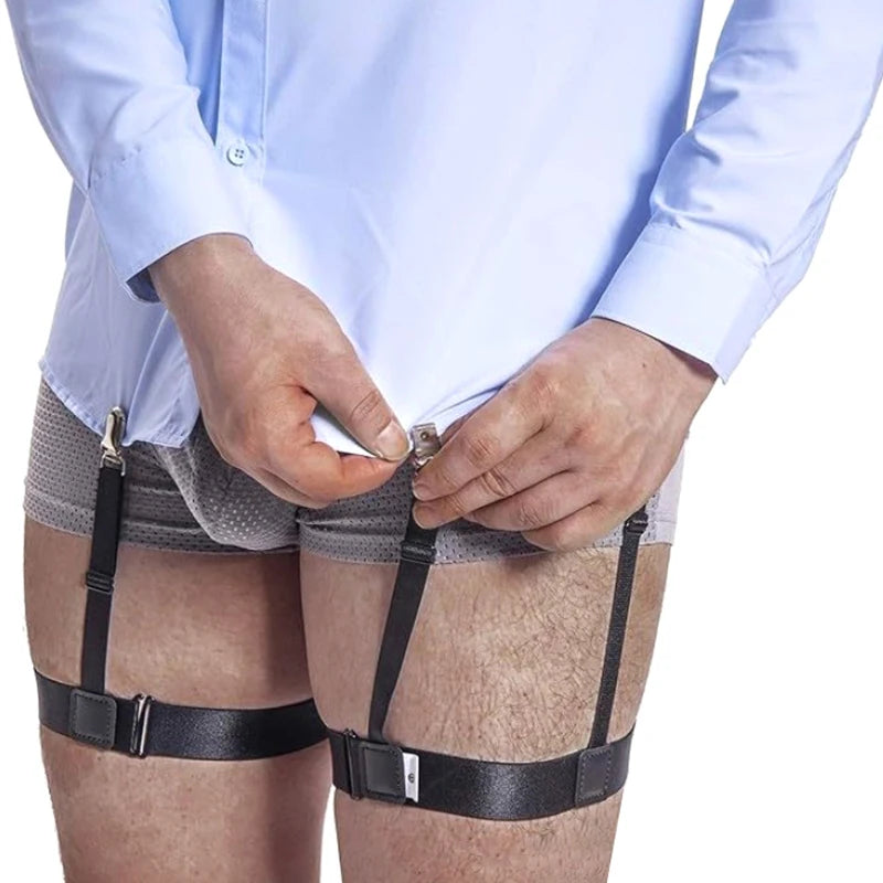2pcs Men Shirt Stays Belt With Non-slip Locking Clips Keep Shirt Tucked Leg Thigh Suspender Garters Adjustable Locking Strap