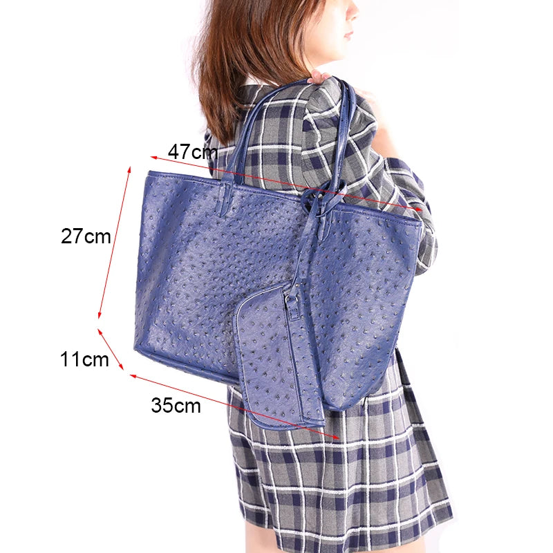 XMESSUN Original Fashion Style Women Bag Portable Women's Bucket Bags Ostrich Pattern Shopping Tote Casual Simple Ladies Handbag