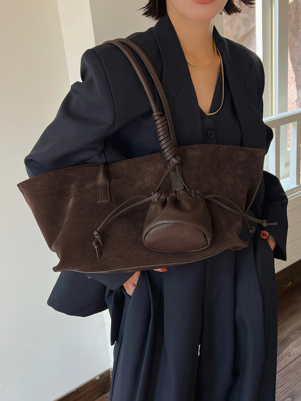 Motingsome Oversized Suede Tote Bag Women Shoulder Handbag and Purses Luxury Design Bags Roomy Casual Tote Large Capacity New In