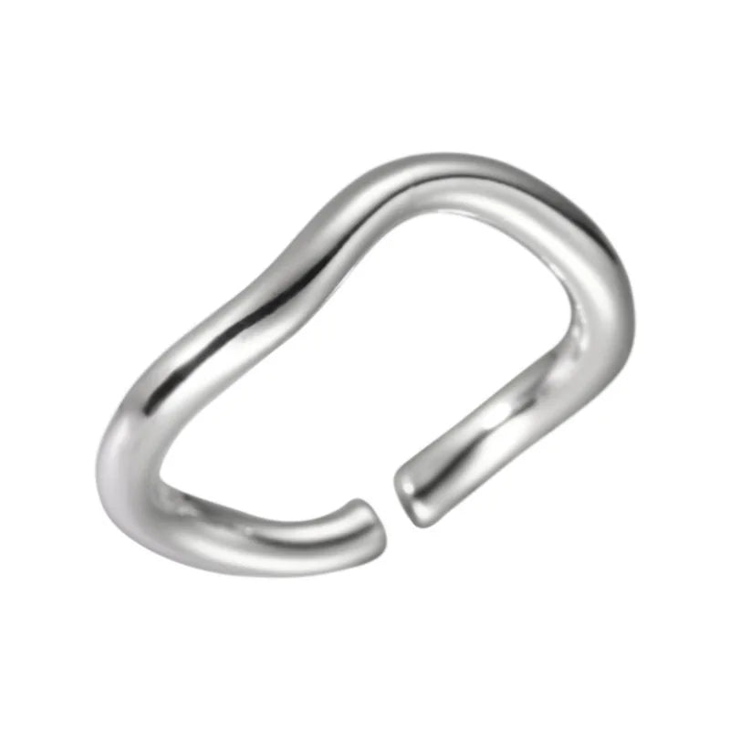 925 Sterling Silver Wavy Line Open Rings For Women Ladies Elegant Luxury Jewelry Accessories Wholesale Jewellery