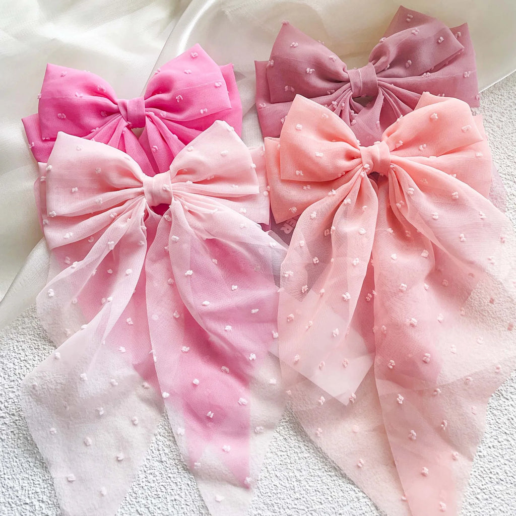 Oversized Bow Headband Hair Clip For Women Fashion Simple Solid Satin Spring Clip Ponytail Bow Party Gift