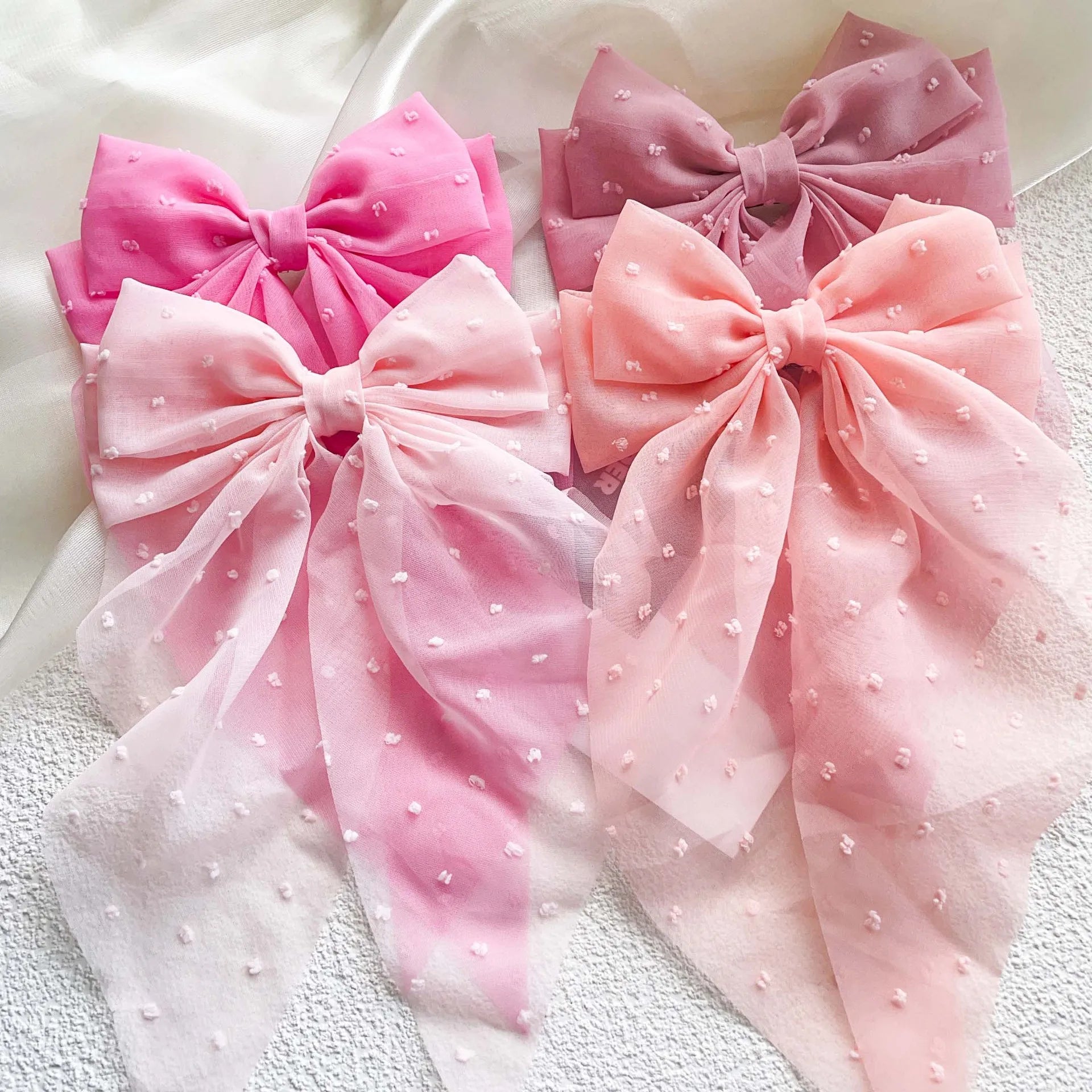Oversized Bow Headband Hair Clip For Women Fashion Simple Solid Satin Spring Clip Ponytail Bow Party Gift