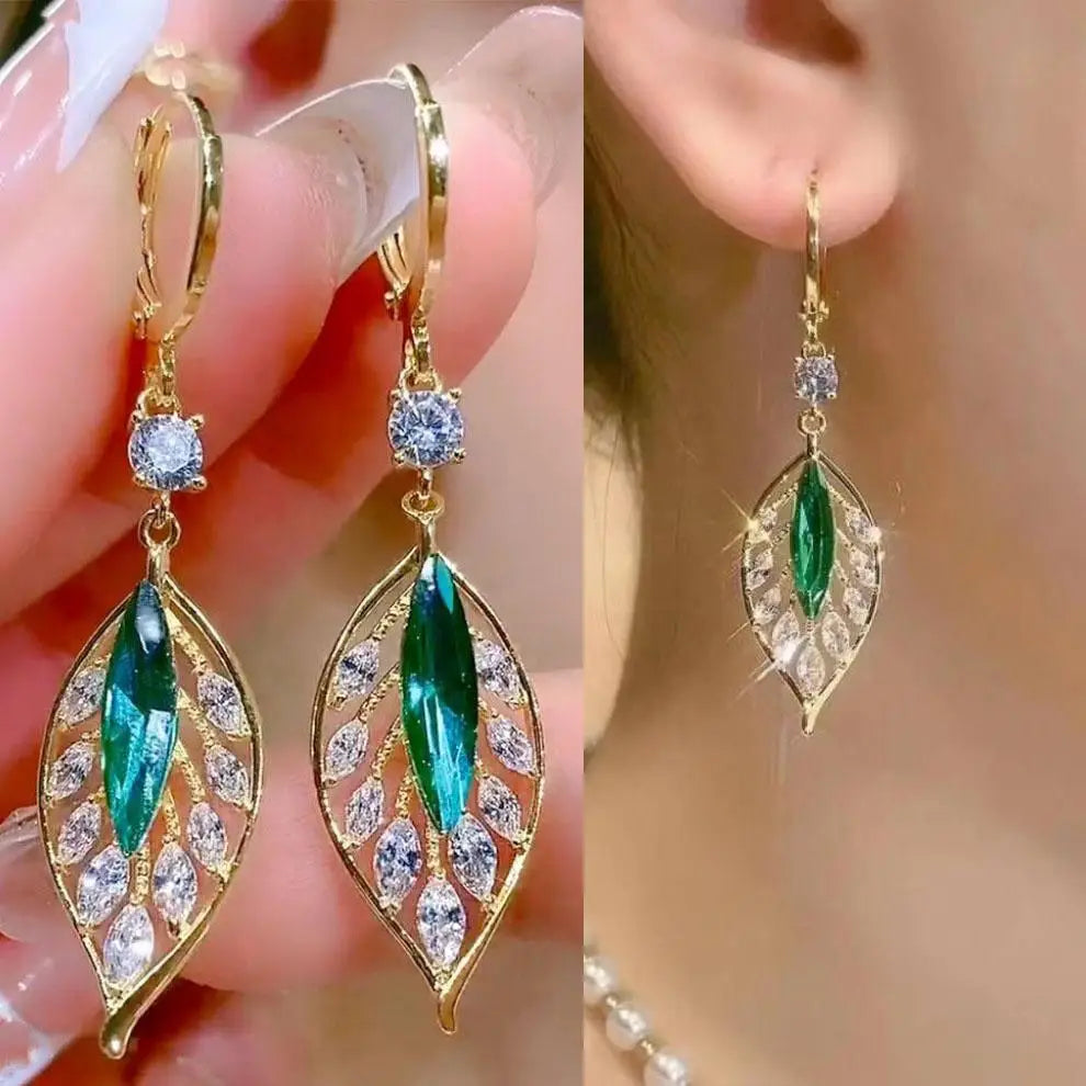 Green Crystal Butterfly Earrings