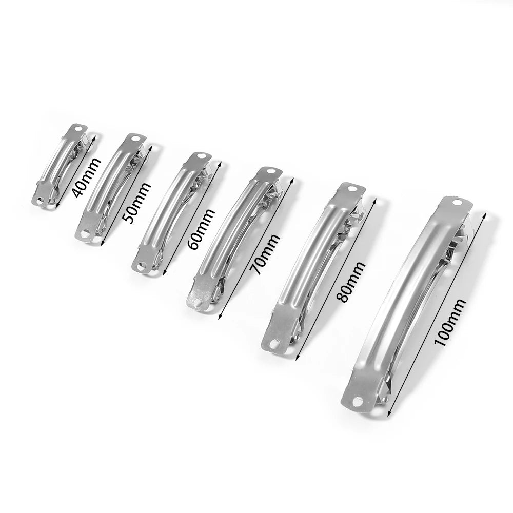 10pcs/Lot French Snap Barrettes Hairwear Hairgrips Spring Hair Clip Hair SettingBow Hairpin Supplies For Jewelry Making Wholesal