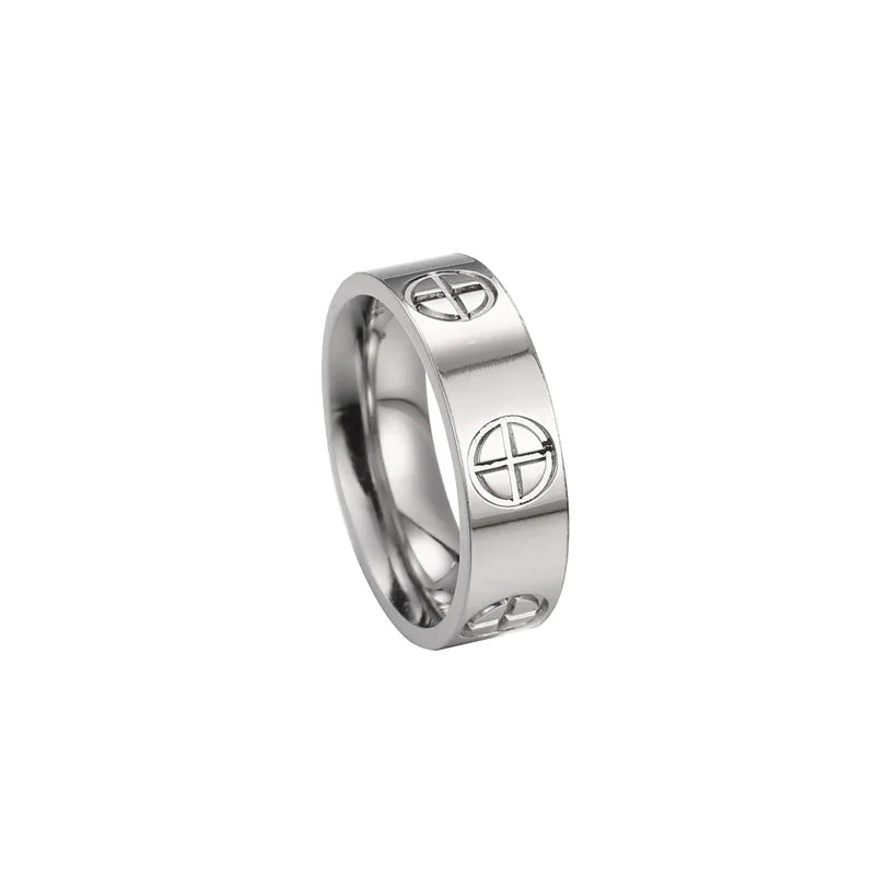 Luxury Brand Classic Cross with StoneStainless Steel Ring for Girl Women Couple Rings In Wedding Birthday Gift Never Fade