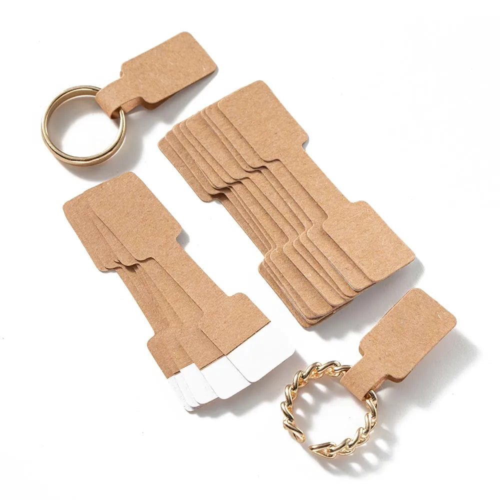 100/200pcs Rectangle Blank Jewelry Price Tag Self Adhesive Barbell Sticker Card Necklace Earring Display Repair Label Packaging