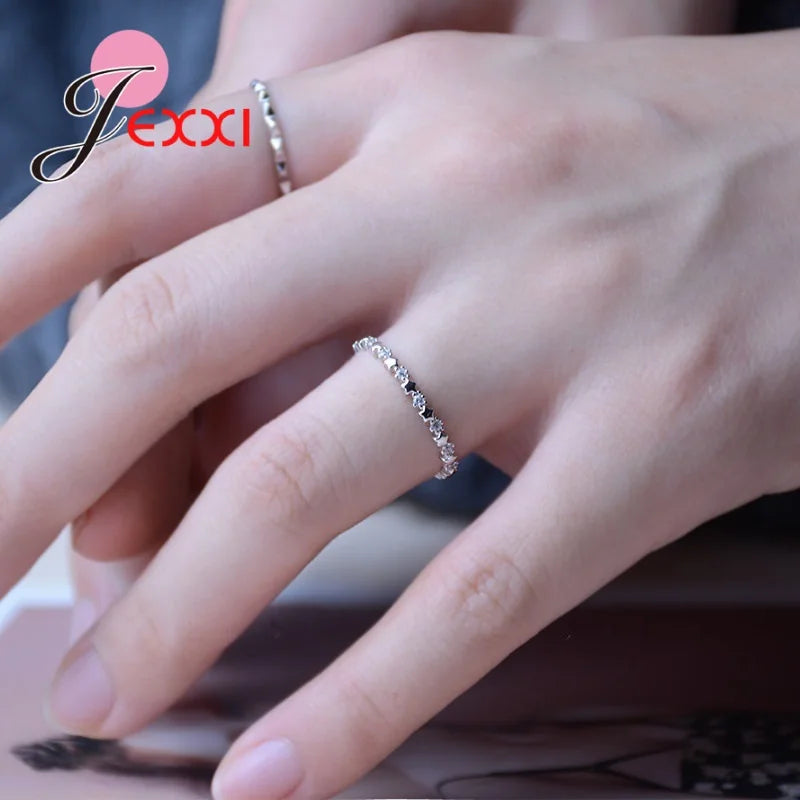 Luxury Original Delicate Solid 925 Silver Needle Stars Finger Ring Authentic Real Clear CZ Jewelry For Women Wedding Gift