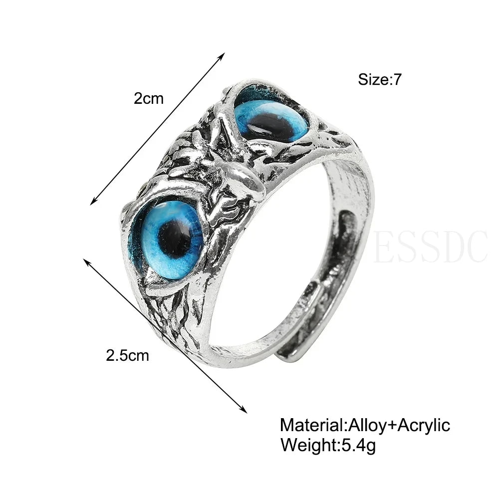 Rare Vintage Owl Carved Tibet Silver Ring for Men Cute Animals Youth Gothic Adjustable Fashion Women Jewelry Accessories Gifts
