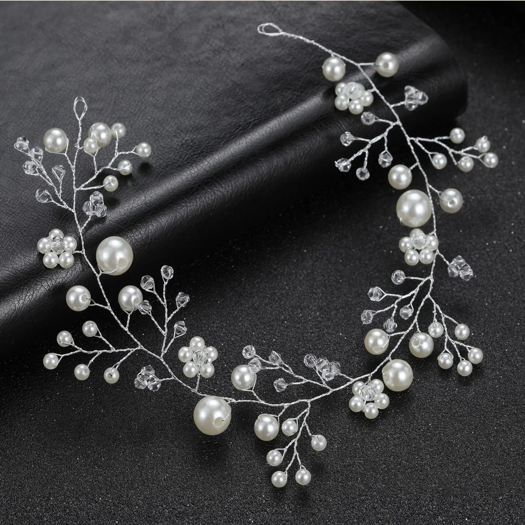 DIEZI Elegant Women Hair Accessories Bridal Headband Crystal Pearl Hairband Head Ornament Ladies New Hair Jewelry For Wedding