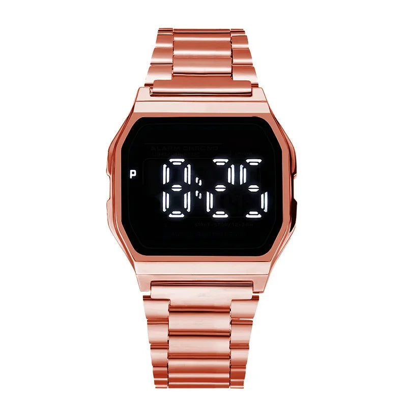 Fashion Digital Men's Watches Luxury Stainless Steel Link Bracelet Wrist Watch Band Business Electronic Male Clock Reloj Hombre