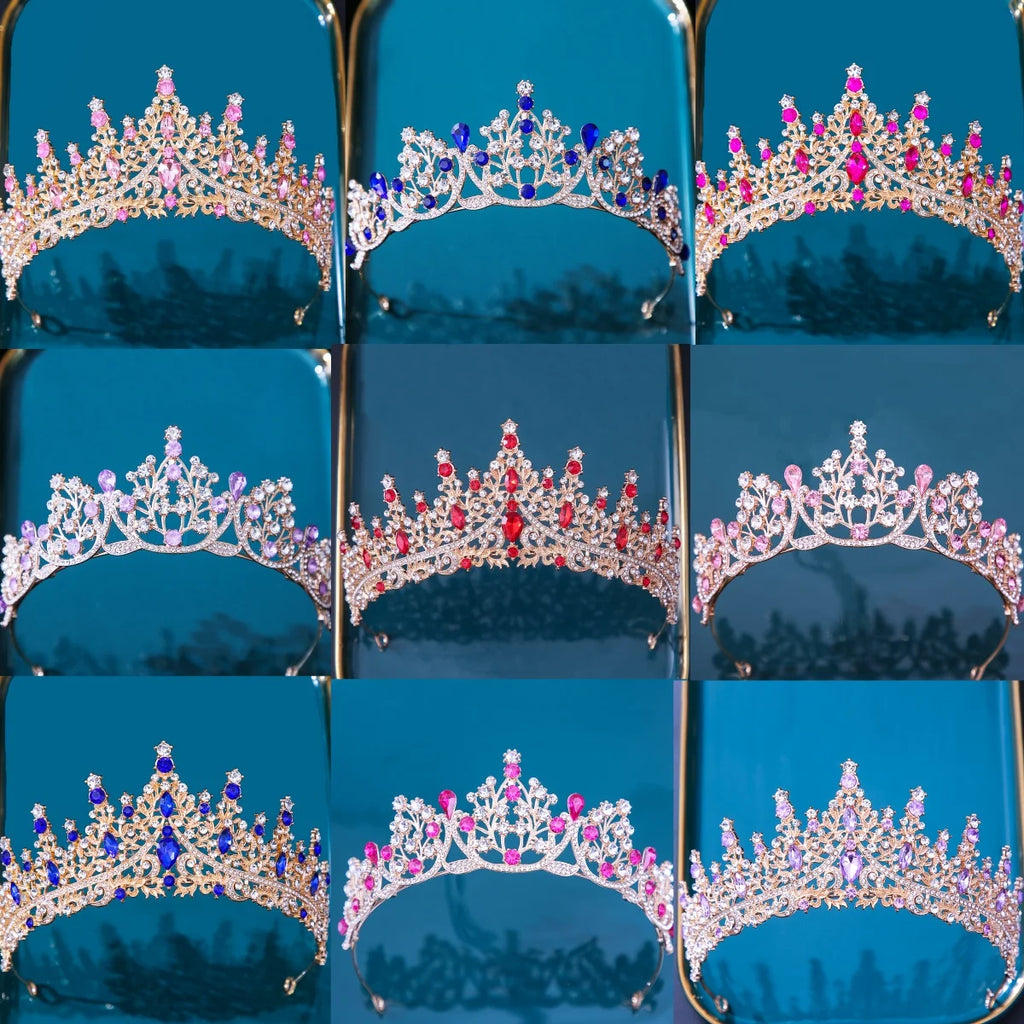 DIEZI Baroque Bridal Crown Headwear Crystal Hair Dress Accessories Tiara For Women Wedding Rhinestone Crown Hair Jewelry