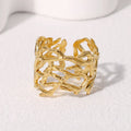 LATS Stainless Steel Lava Irregular Hollow  Ring for Women Metal Texture Waterproof Daily Simple Stylish Golden Rings Jewelry