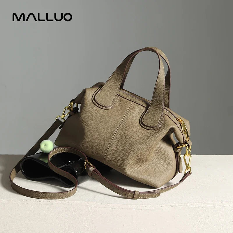 Women's Natural Cow Leather Bag Female Retro Cowhide Crossbody Bags Ladies Large Capacity Shoulder Bag for Middle aged Women