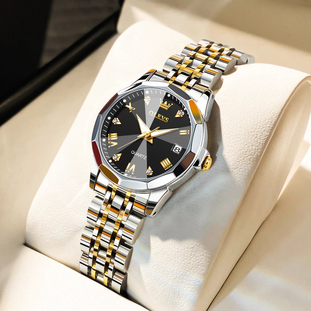 OLEVS 9931 Elegant Fashion Women's Watches Luxury Brand Original Quartz Watch for Ladies Waterproof Stainless Steel Luminous Dat