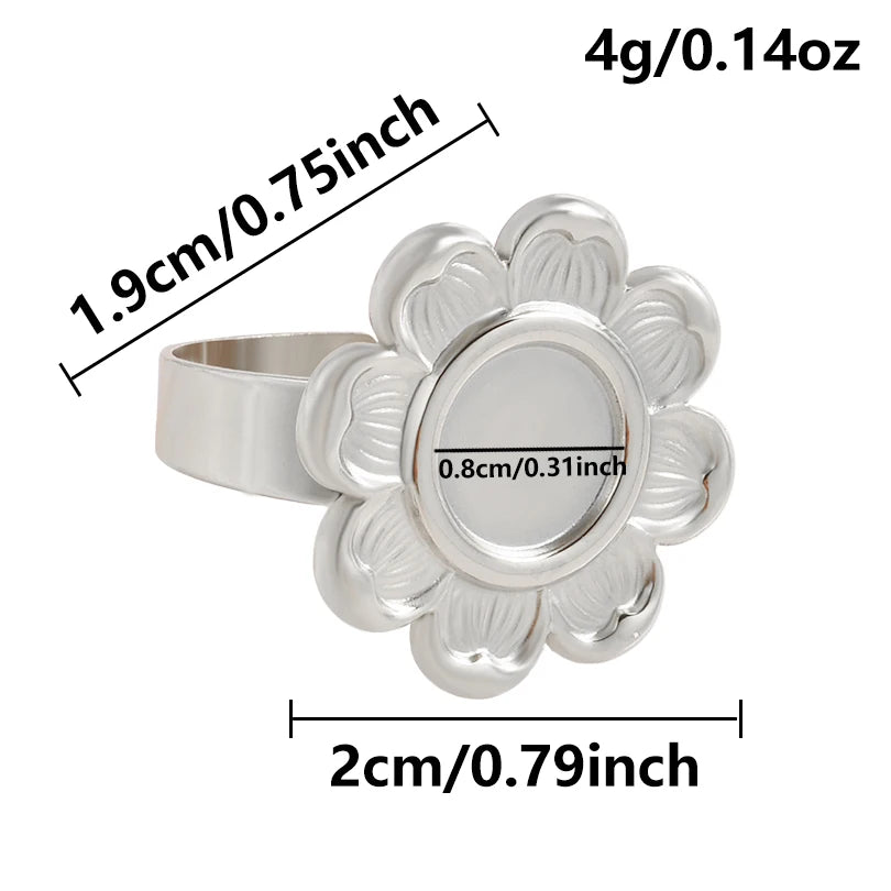 1Pc Stainless Steel Waterproof Women Personality Textured Chunky Open Rings Vintage Hollow Irregular Multi-layer Anillos Jewelry