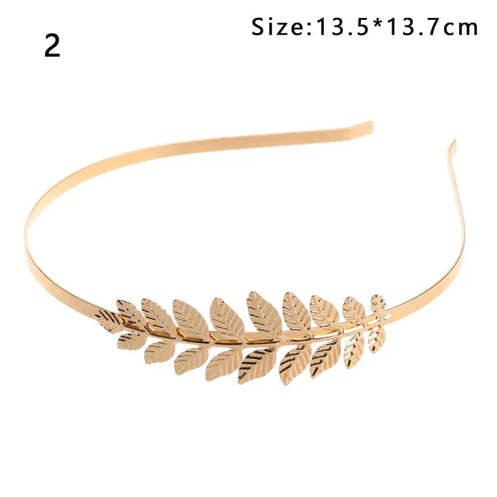 Gold Metal Leaves Hair Bands Retro Roman Bride Headbands Fashion Hair Crown Hair Bands Leaves Wreath Vintage Pearl Wedding Tiara