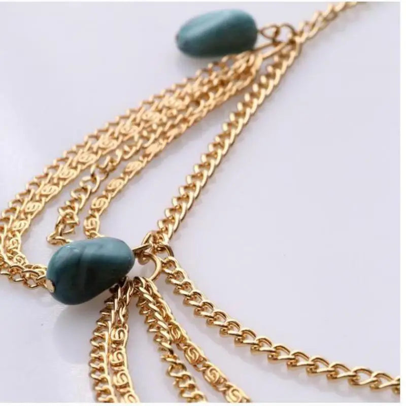 Retro Trend Green Fringed Hair Headdress Bohemian National Wind Temperament With Wild Hair Bands  Free Shipping