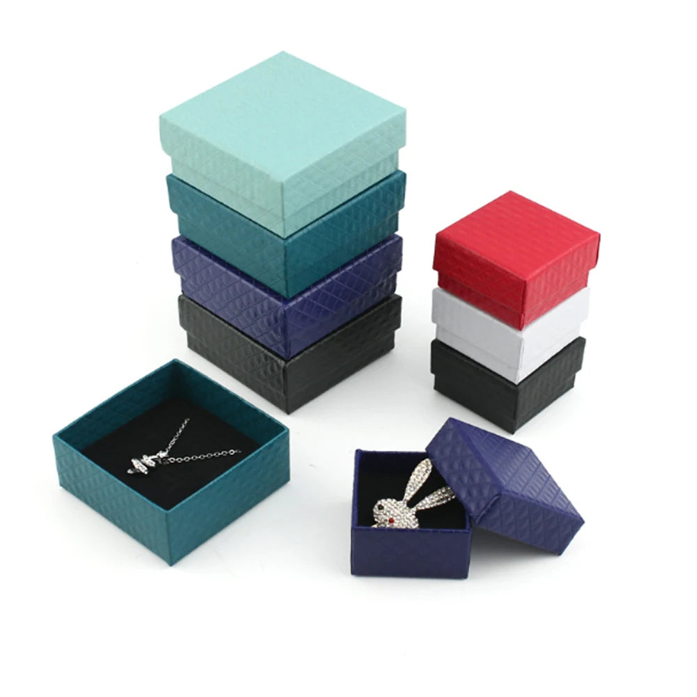 5Pcs 5x5x3cm Jewelry Gift Box Ring Earring Organizer Display Stud Packaging Travel Accessories Black Sponge Case Wedding Favors