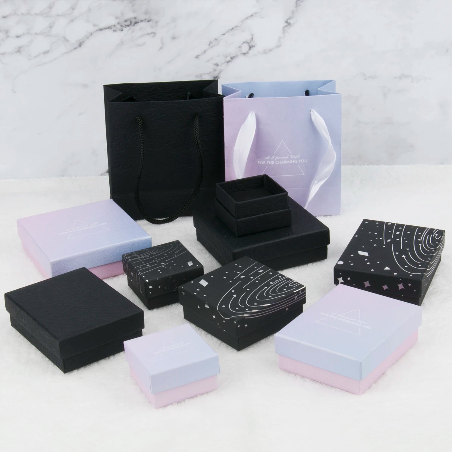 1Pcs Jewelry Packaging Gift Boxes Bags For Ring Necklace Bracelet Earrings Rectangle Cardboard With Sponge Jewelry Storage Box