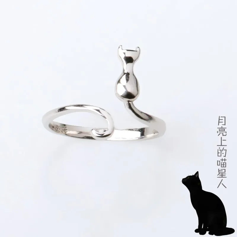 925 Sterling Silver Cat Rings For Women Engagement Luxury Designer Jewelry Female Offers With Free Shipping URBABY Jewellery