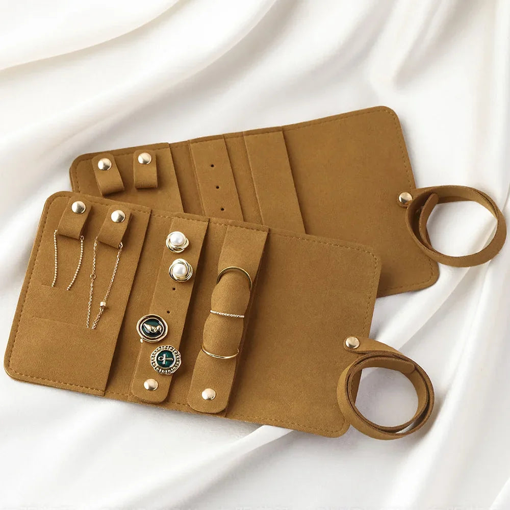 Mini Portable Travel Jewelry Storage Box Multifunctional Fashion Earrings Rings Earrings Necklaces Watches Rolled Up Storage Bag