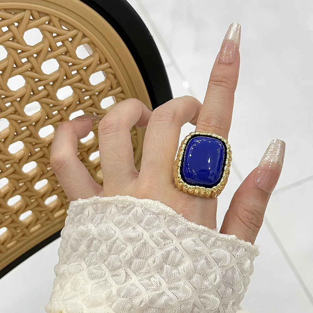 aros vintage etnicos y bohemiosr Trend Accessories Square Resin Opening Ring  free shiping items for girls low price